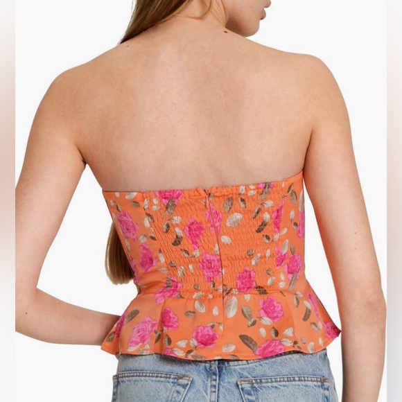 WAYF Eleanor Floral Strapless Peplum Top NWOT! - Picture 3 of 5